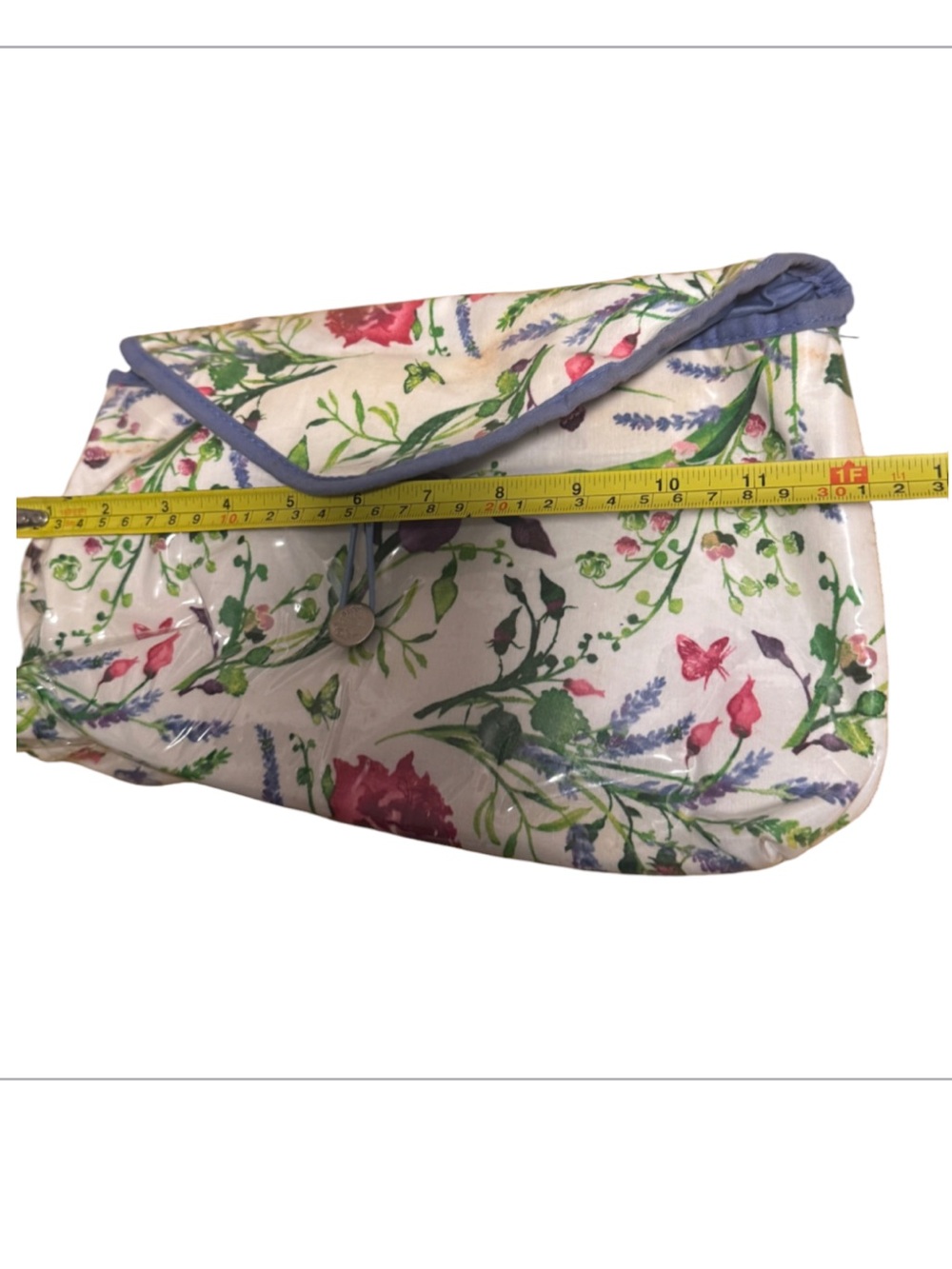 CRABTREE & EVELYN LAVENDER Floral Print Cosmetic Bag White with Green and Purple